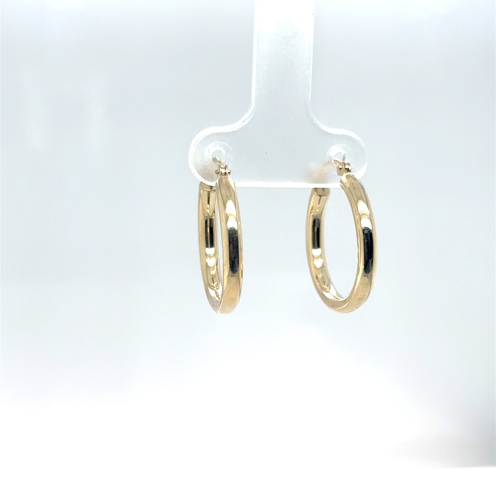 14K Yellow Gold Hollow Tube Hoop Earrings