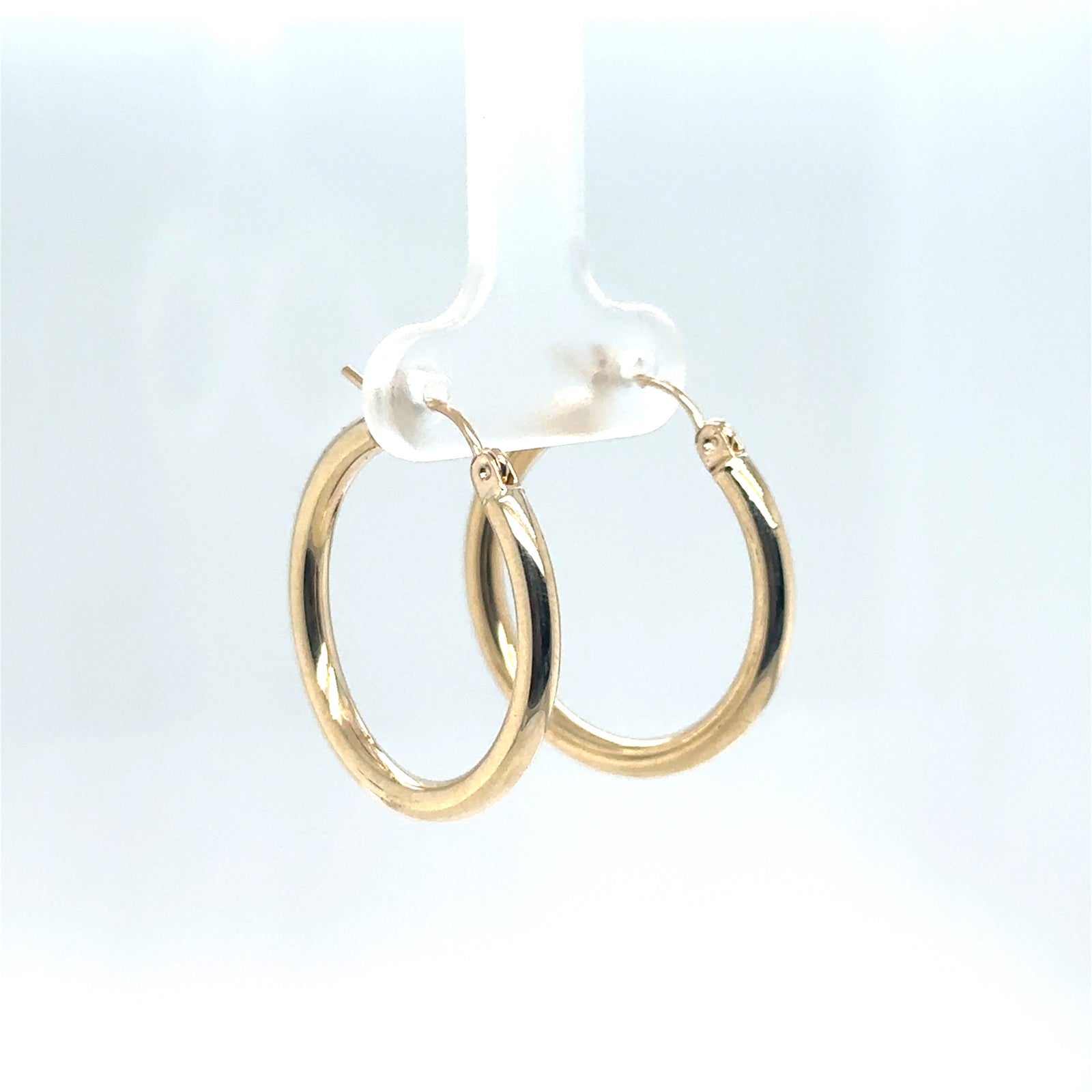 14K Yellow Gold Hollow Tube Hoops