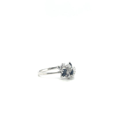 10K White Gold Marquise Sapphire & Diamond Cluster Ring