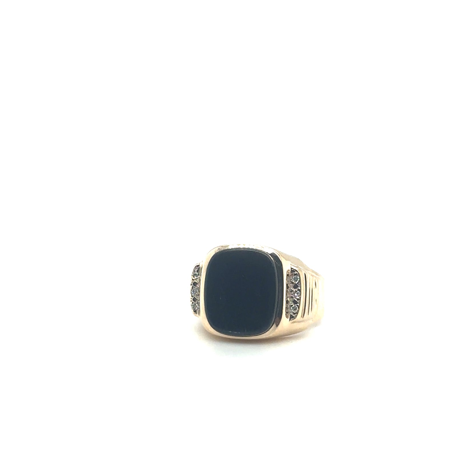 10K Yellow Gold Gents Onyx & Diamond Ring