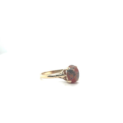 10K Yellow Gold Orangish-Grey Agate Ring