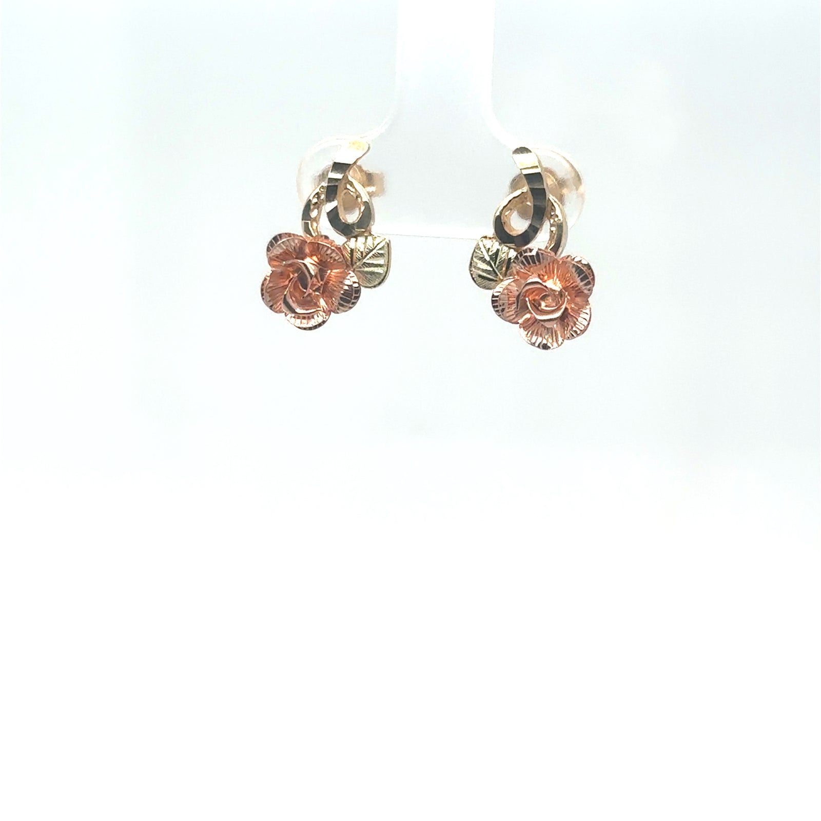 10K Black Hills Yellow Gold Stud Rose Flower Earrings