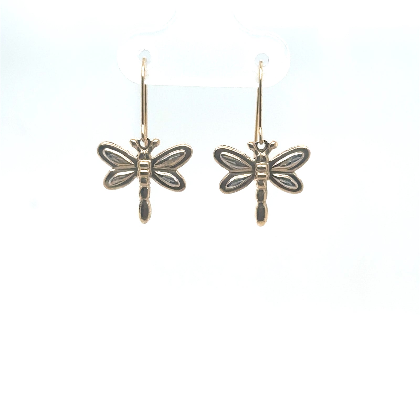 10K Yellow Gold Dragonfly Wire Earrings