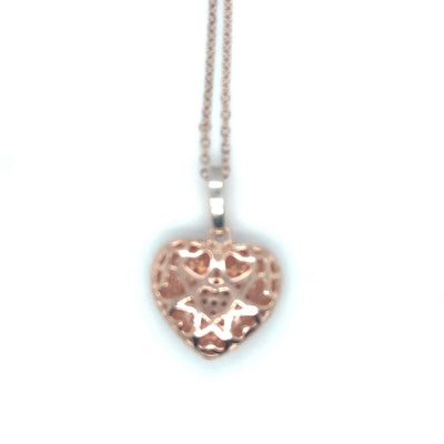 Sterling Silver Rose Gold Overlay Cubic Zirconia Heart Pendant