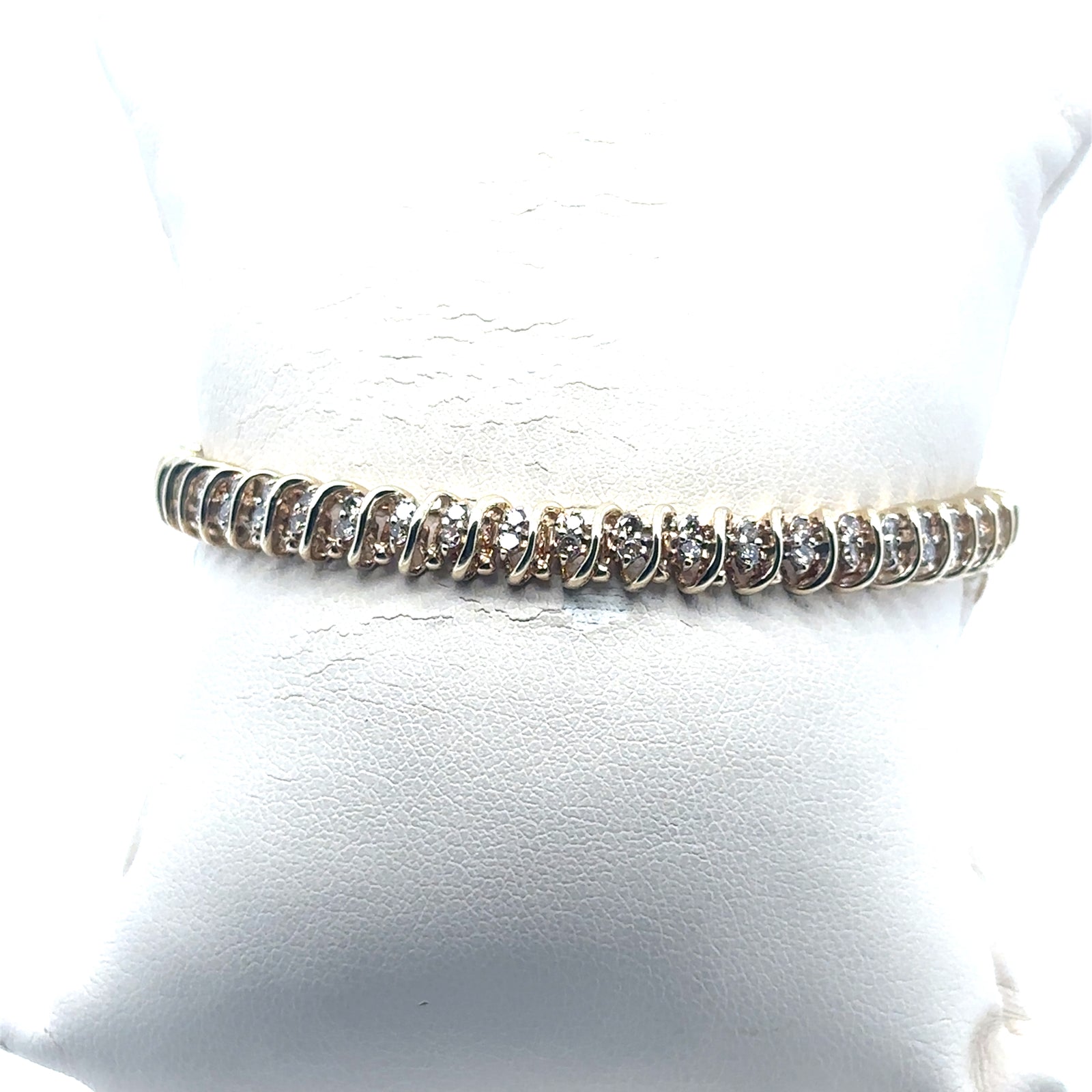 10K Yellow Gold Wave Diamond Tennis Bracelet