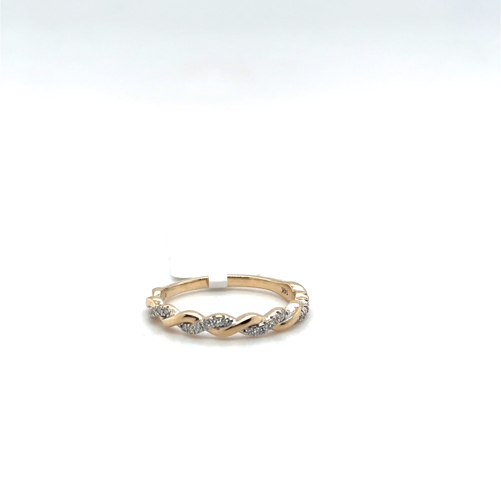 14K Yellow Gold Diamond Twist Stackable Band