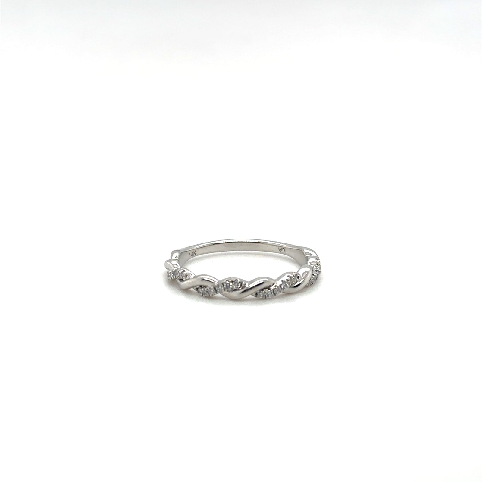 14K White Gold Diamond Twist Stackable Band