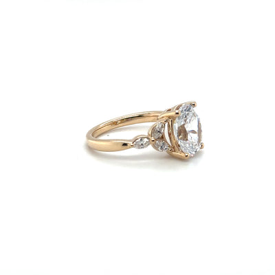14K Yellow Gold Oval Center Diamond Engagement Ring Semi-Mount