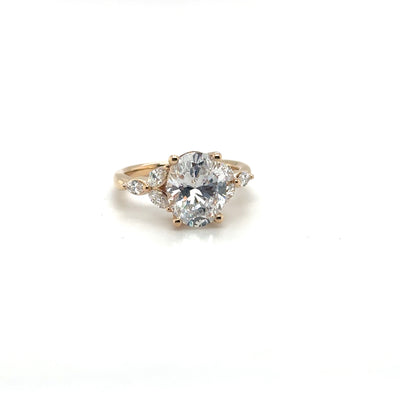 14K Yellow Gold Oval Center Diamond Engagement Ring Semi-Mount