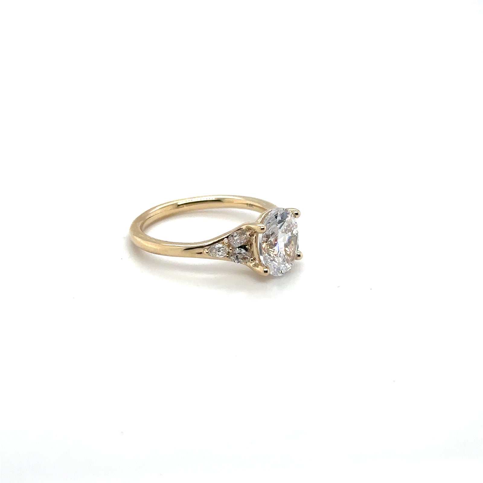 14K Yellow Gold Oval Center Diamond Engagement Ring Semi-Mount