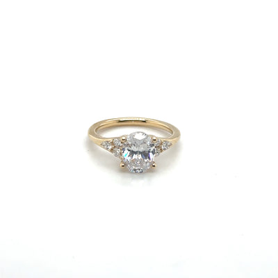 14K Yellow Gold Oval Center Diamond Engagement Ring Semi-Mount
