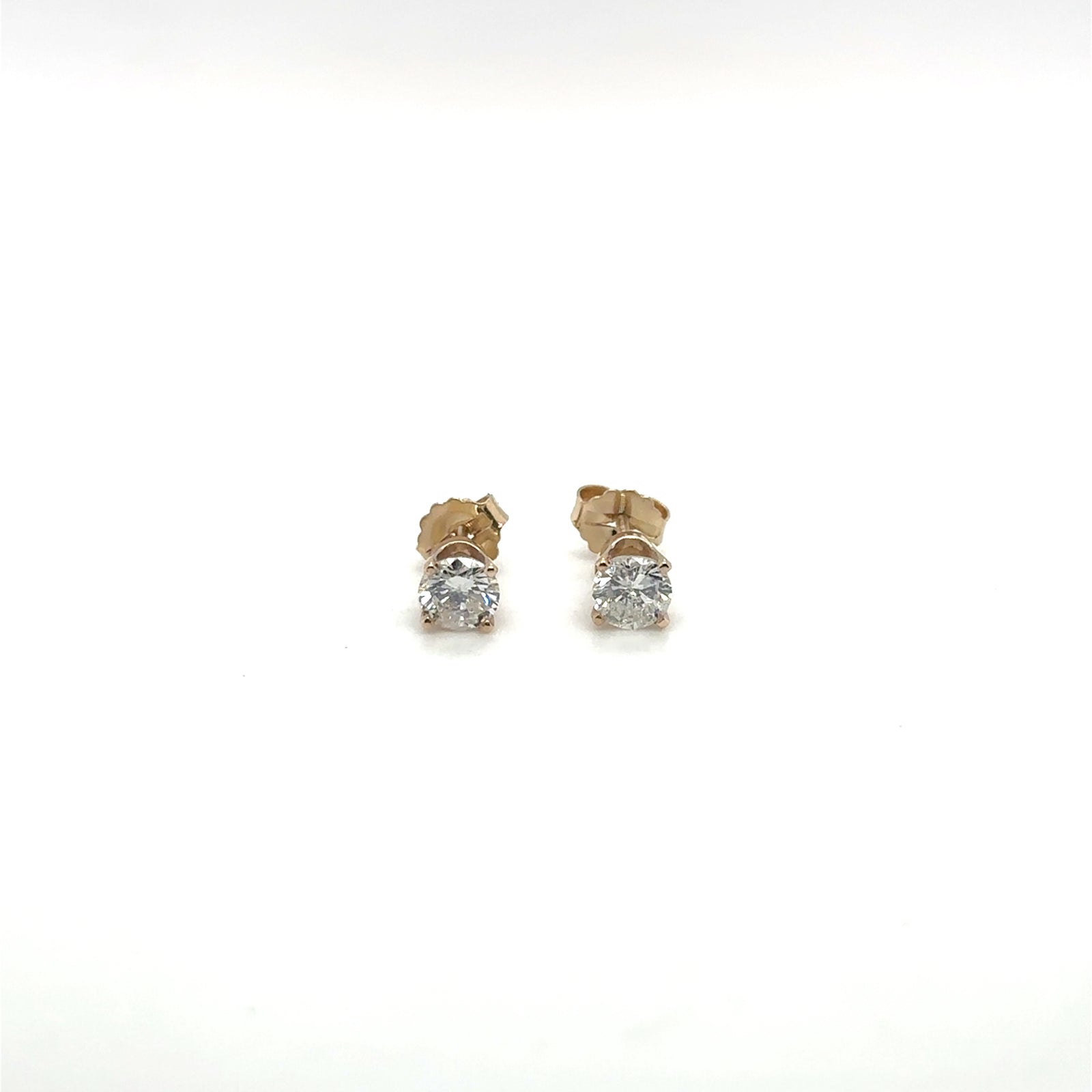 14K Yellow Gold 3/4 Carat Round Diamond Stud Earrings