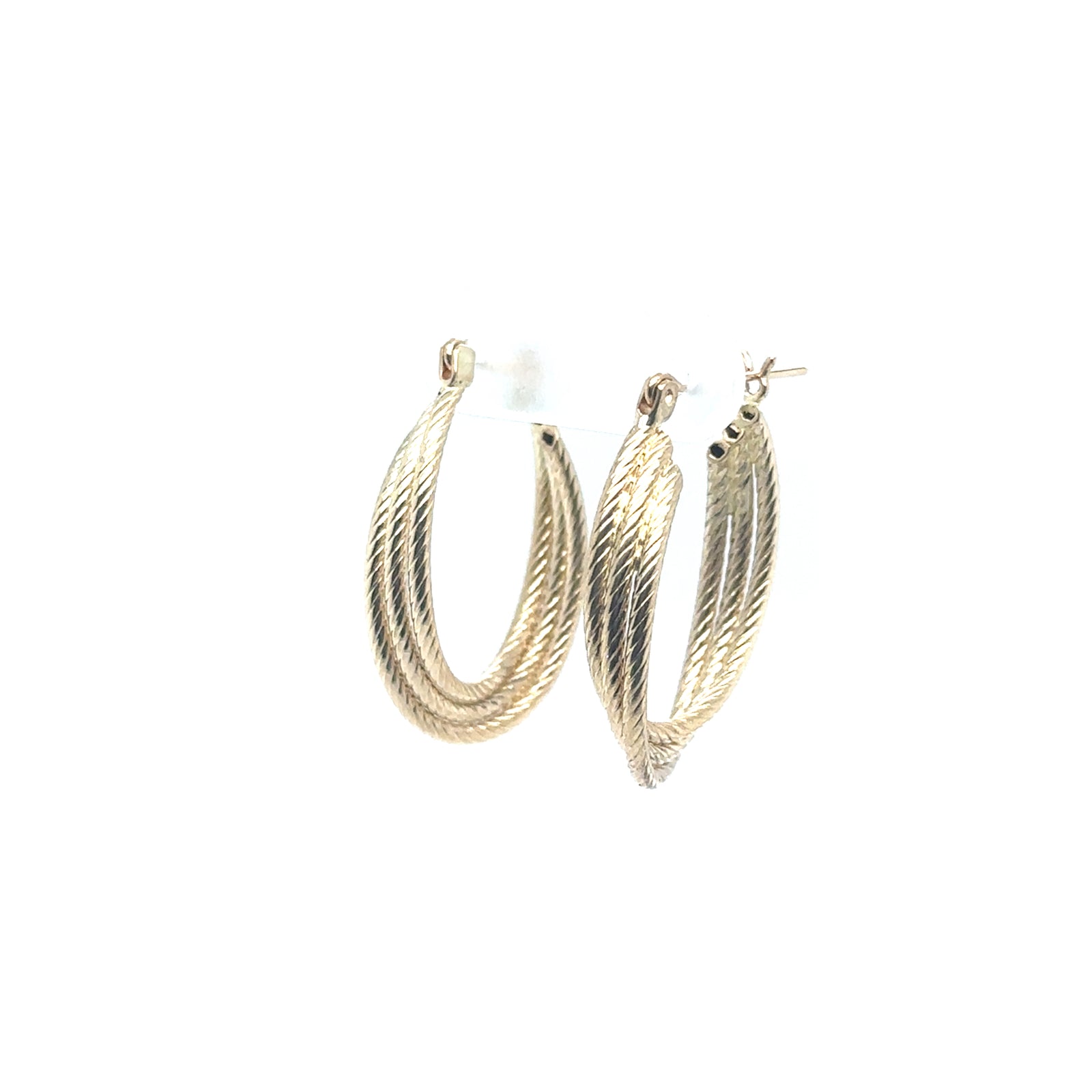 14K Yellow Gold Multiple Twisted Rope Hollow Hoop Earrings