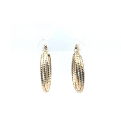 14K Yellow Gold Multiple Twisted Rope Hollow Hoop Earrings