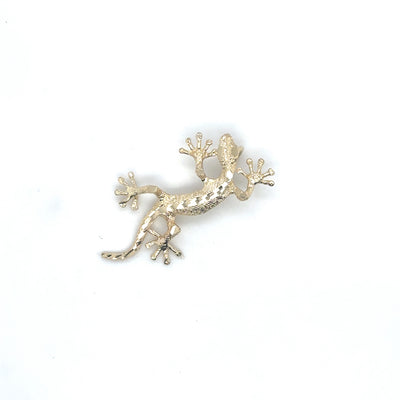 14K Yellow Gold Diamond Cut Climbing Gecko Charm