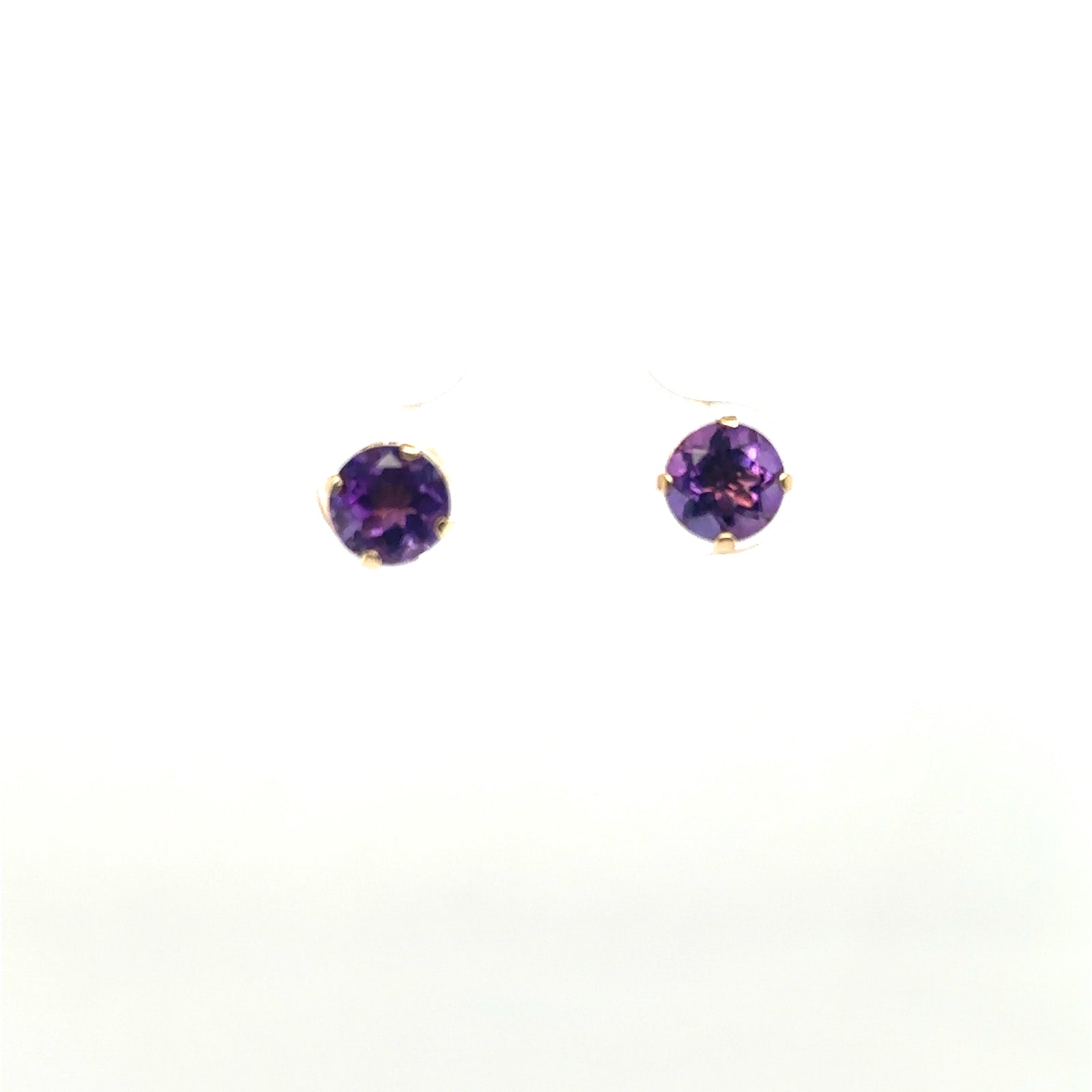 14K YG ROUND AMETHYST STUD EARRINGS