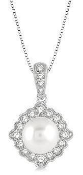 DIAMOND HALO PEARL NECKLACE