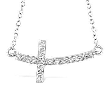 SILVER CROSS DIAMOND PENDANT
