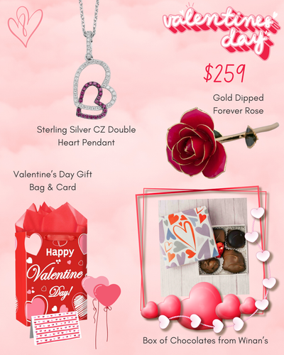 Valentine's Special - Sterling Silver CZ Double Heart Pendant
