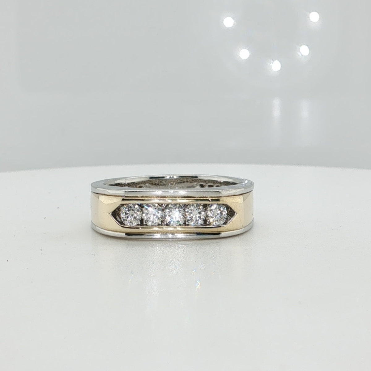 14KT Two Toned Gent's Diamond Ring Finger Size 10.5