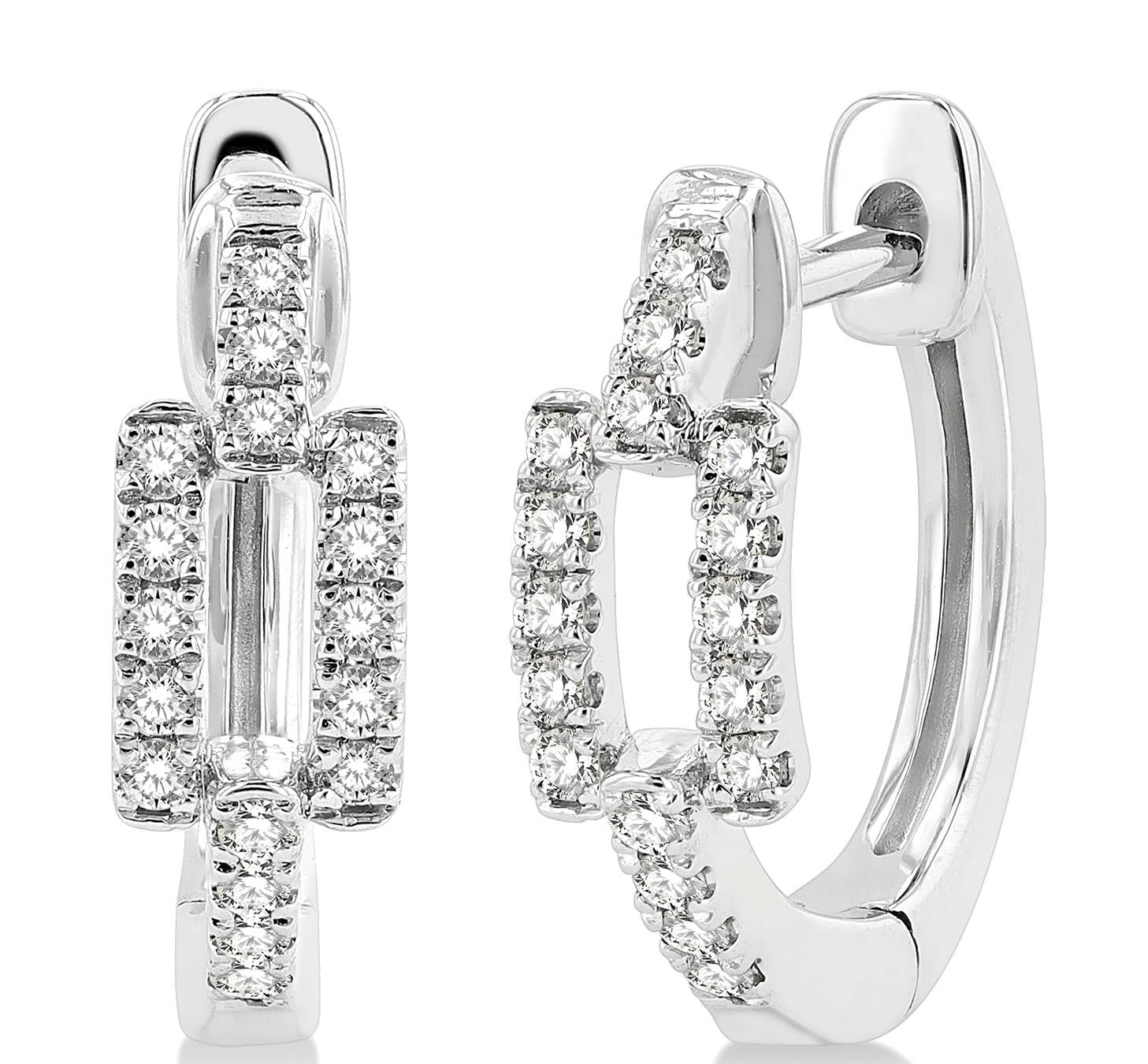 Petite Paper Clip Diamond Huggie Earrings