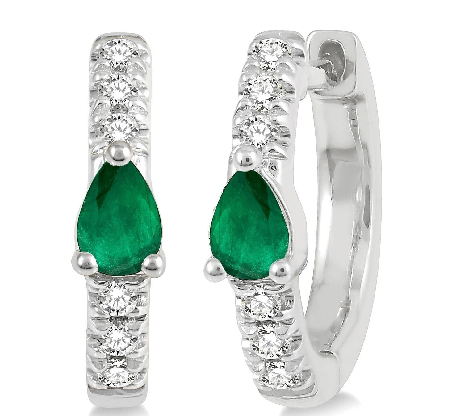 Pear Shaped Emerald Petite Huggie Earrings