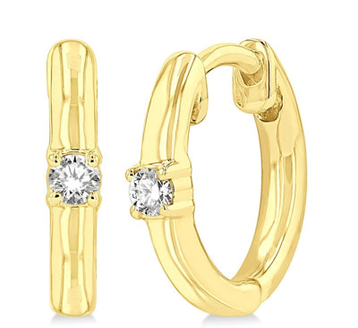 Petite Single Round Cut Diamond Huggie Earrings