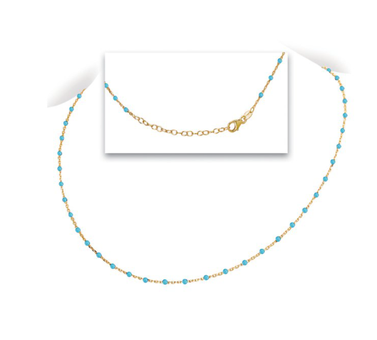 Italian Gold Plated Turquoise Enamel Necklace