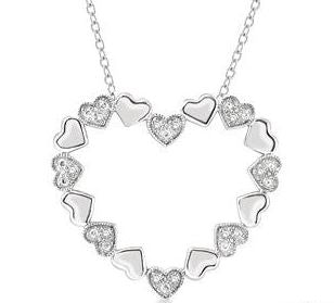 SILVER HEART SHAPE DIAMOND PENDANT