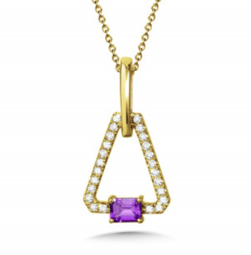 Triangular Amethyst Triangular Amethyst and Diamond Pendant - Lambert Jewelers