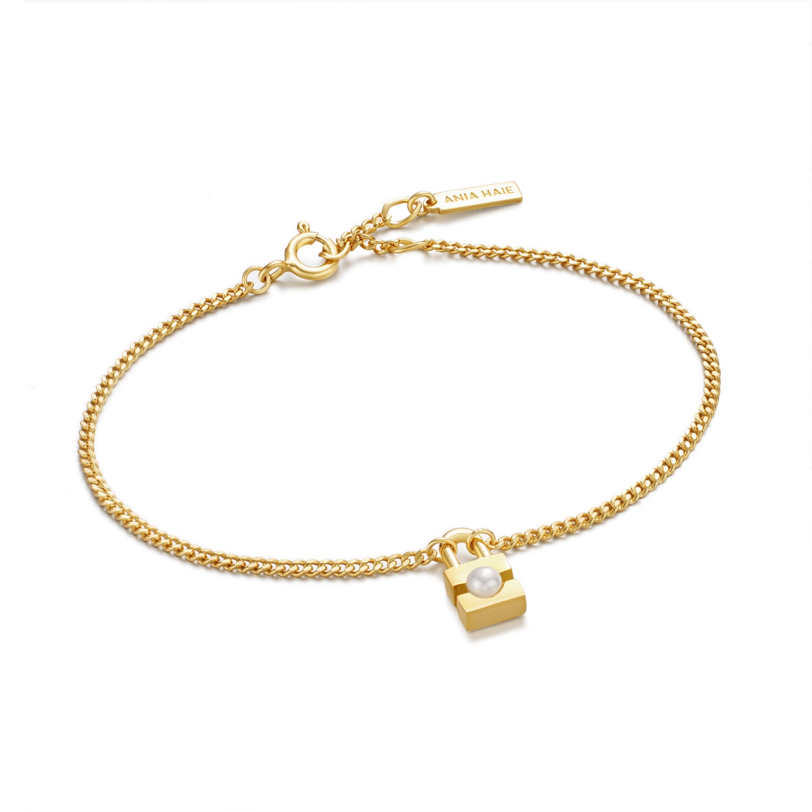 Gold Shell Pearl Padlock Bracelet