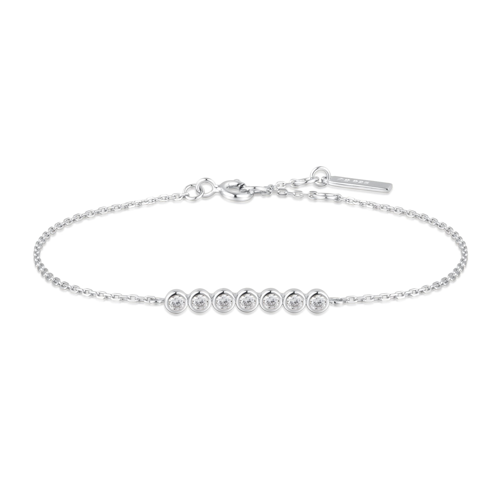 Silver Bezel Set Bracelet