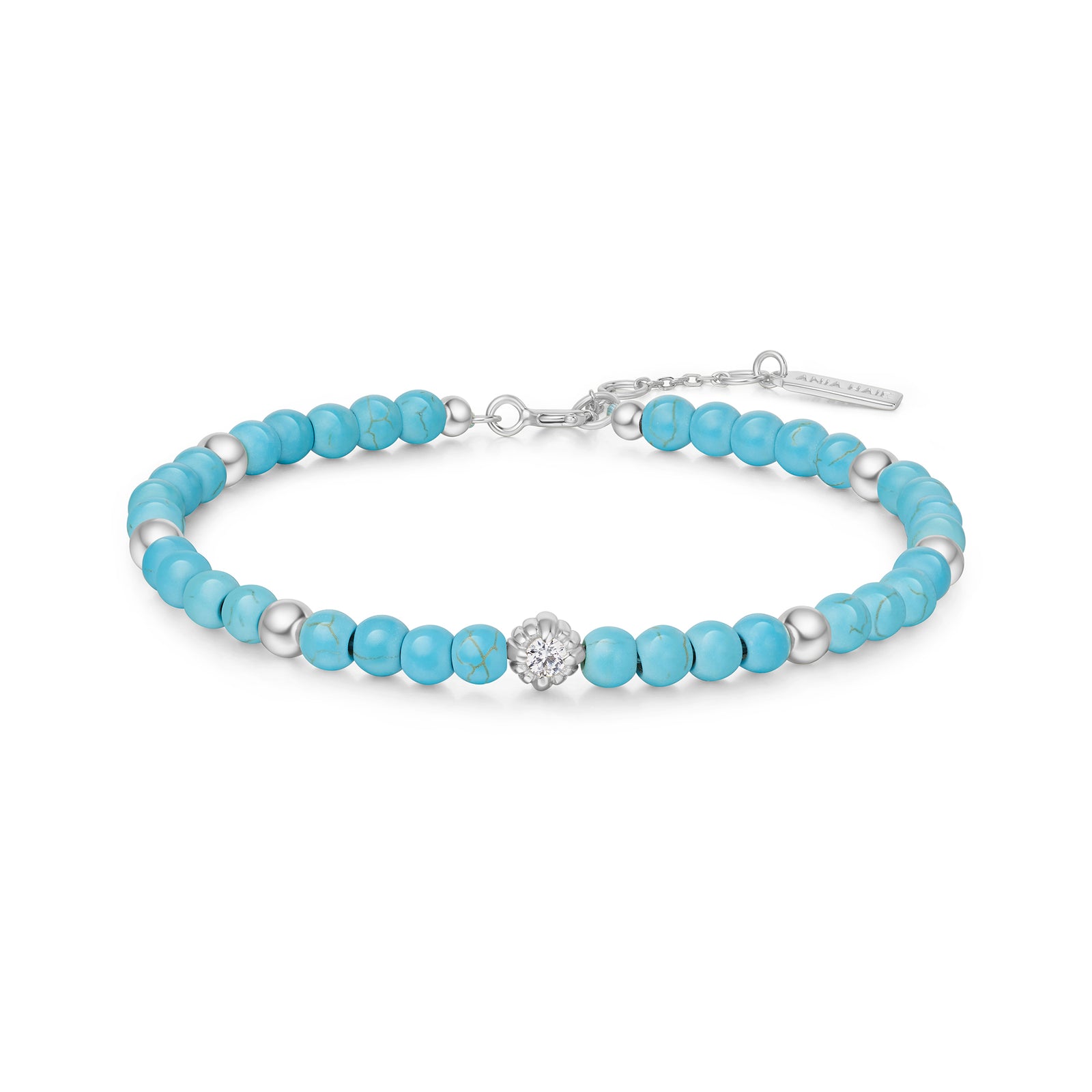 Silver Lab Created Turquoise Bracelet