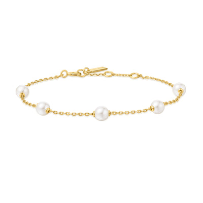 Gold Shell Pearl Station Bracelet