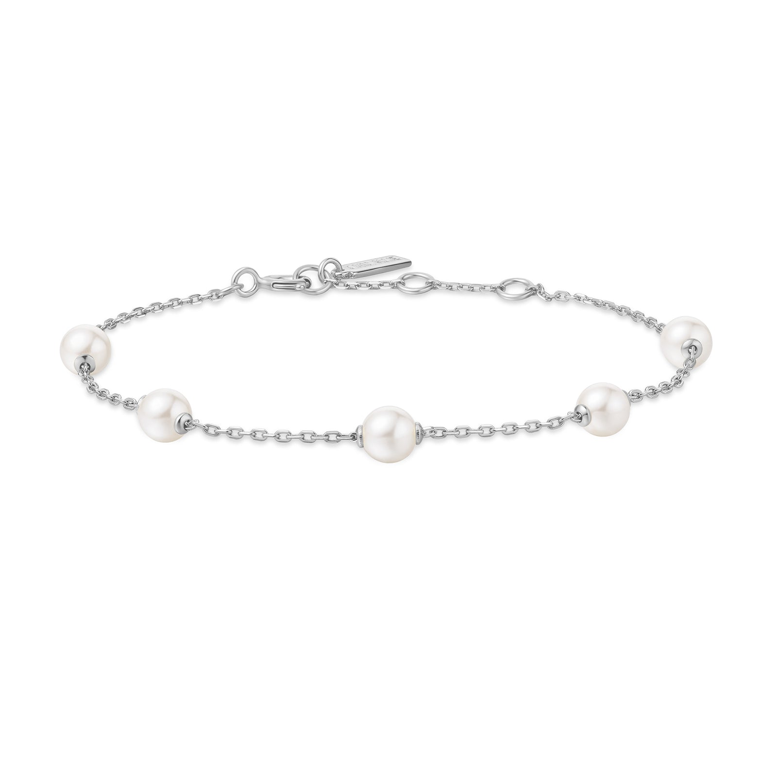 Silver Shell Pearl Station Bracelet