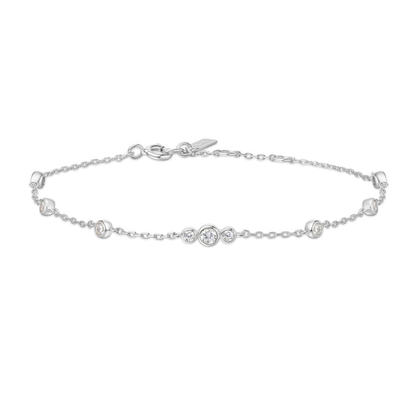 Silver Sparkling Bezel Cubic Zirconia Station Bracelet - Lambert