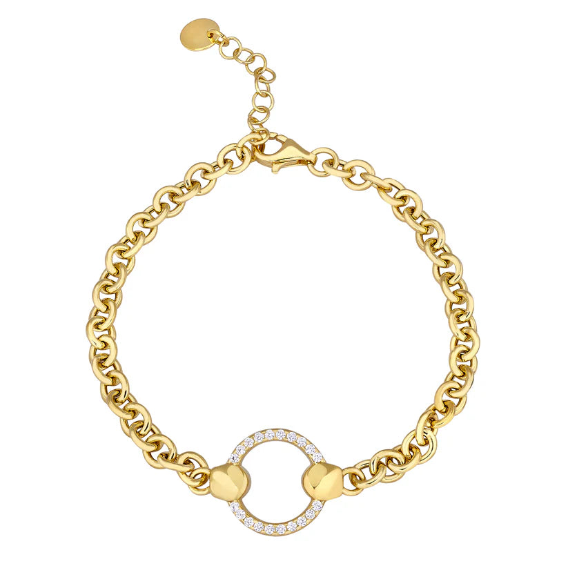 Cable Link Bracelet with Central Open Circle