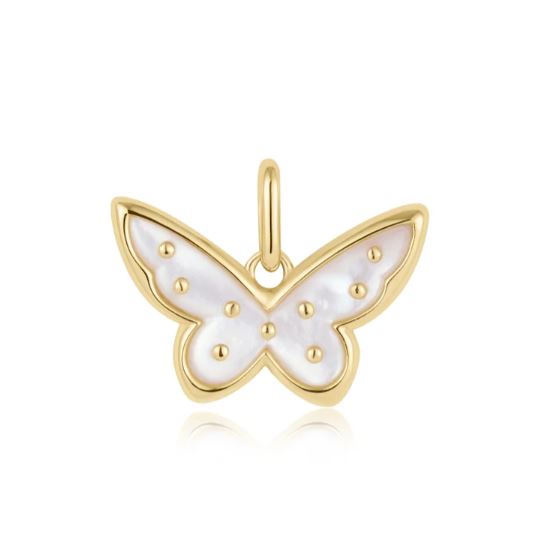Gold Mother of Pearl Butterfly Charm