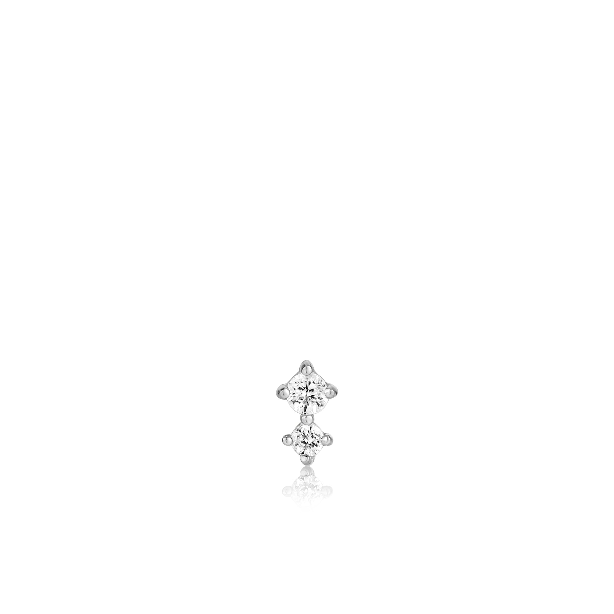 SILVER DOUBLE SPARKLE BARBELL SINGLE EARRING