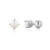 Silver Pearl Barbell Earrings