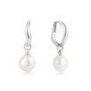 Silver Freshwater Pearl Drop Hoops