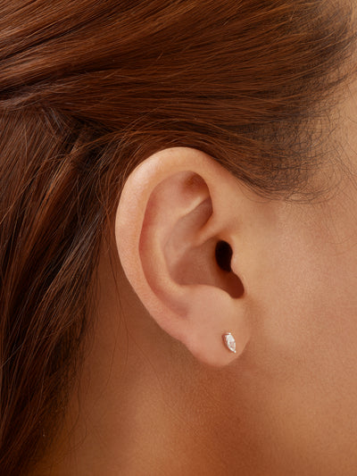 Silver Marquise Solitaire Studs
