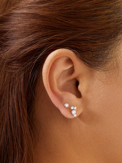 Silver Solitaire Cubic Zirconia Studs