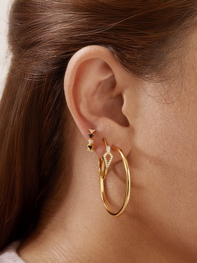 Gold Cubic Zirconia Geometric Hoops