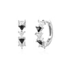 Silver Black/White Triangular Cubic Zirconia Huggies