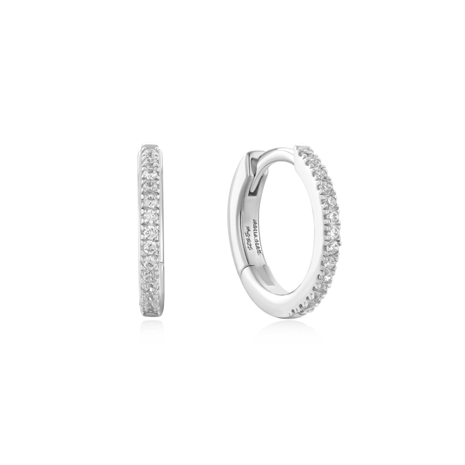 Silver Classic Pavé Huggies