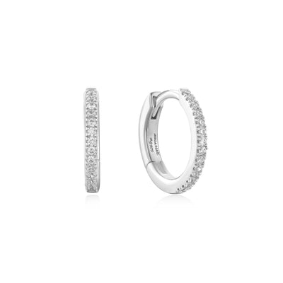 Silver Classic Pavé Huggies
