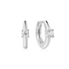 Silver Solitaire Cubic Zirconia Mini Huggies