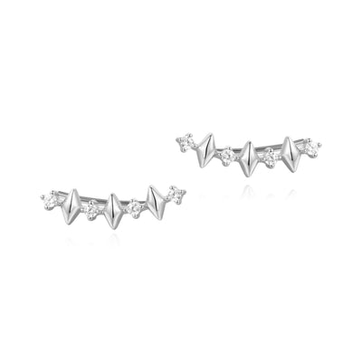 Silver Multi Sparkle Climber Studs