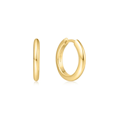Gold Tube Small Huggie Hoop Earrings
